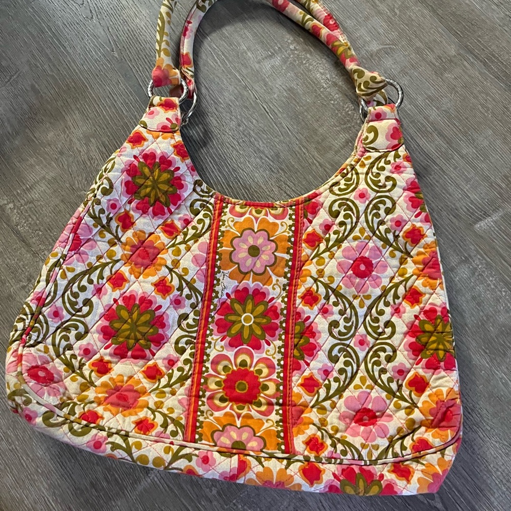 Vera Bradley Pink and Green Floral Shoulder Bag